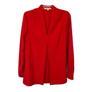 Donna Degnan Long Sleeve Tunic Blouse w Front Pleat Size 10  Red Top